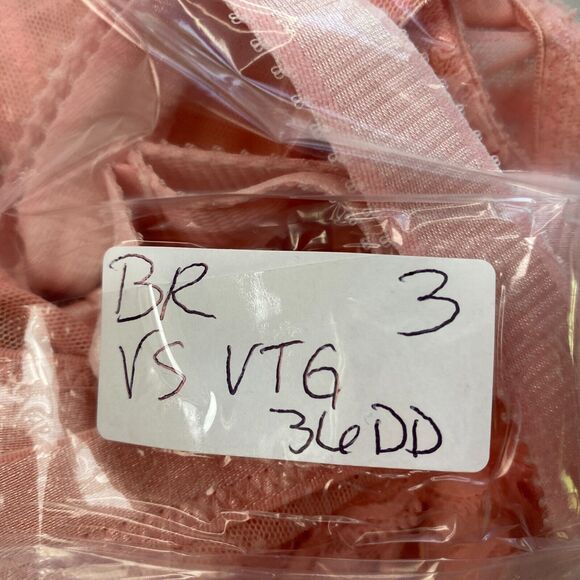 Vintage Victorias Secret Gold Label Bra 36DD Pink Sheer Lace Underwire 90s Y2K - Picture 10 of 10